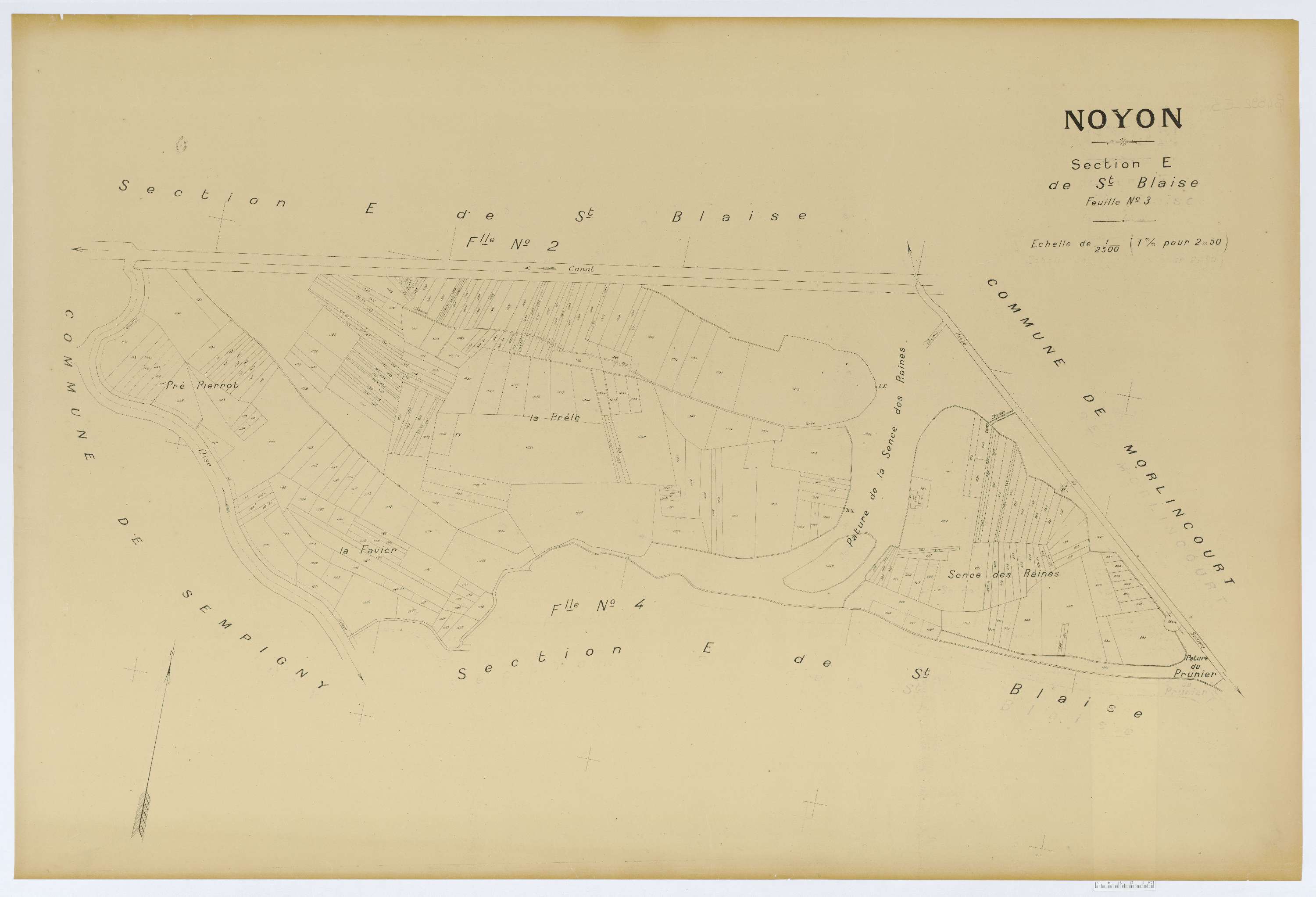 Noyon - Cadastre napoléonien (copie), section E3, copie calque