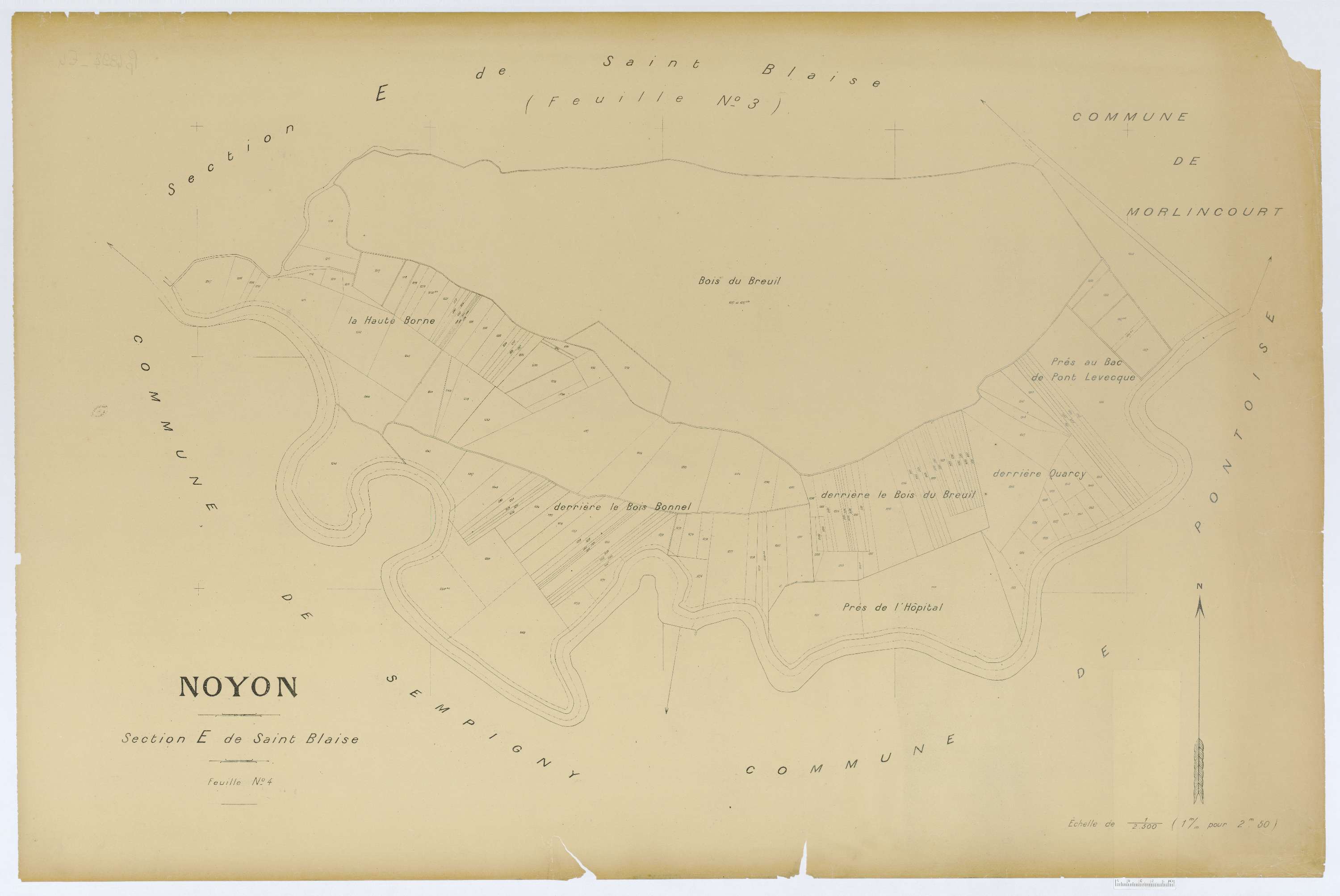 Noyon - Cadastre napoléonien (copie), section E4, copie calque