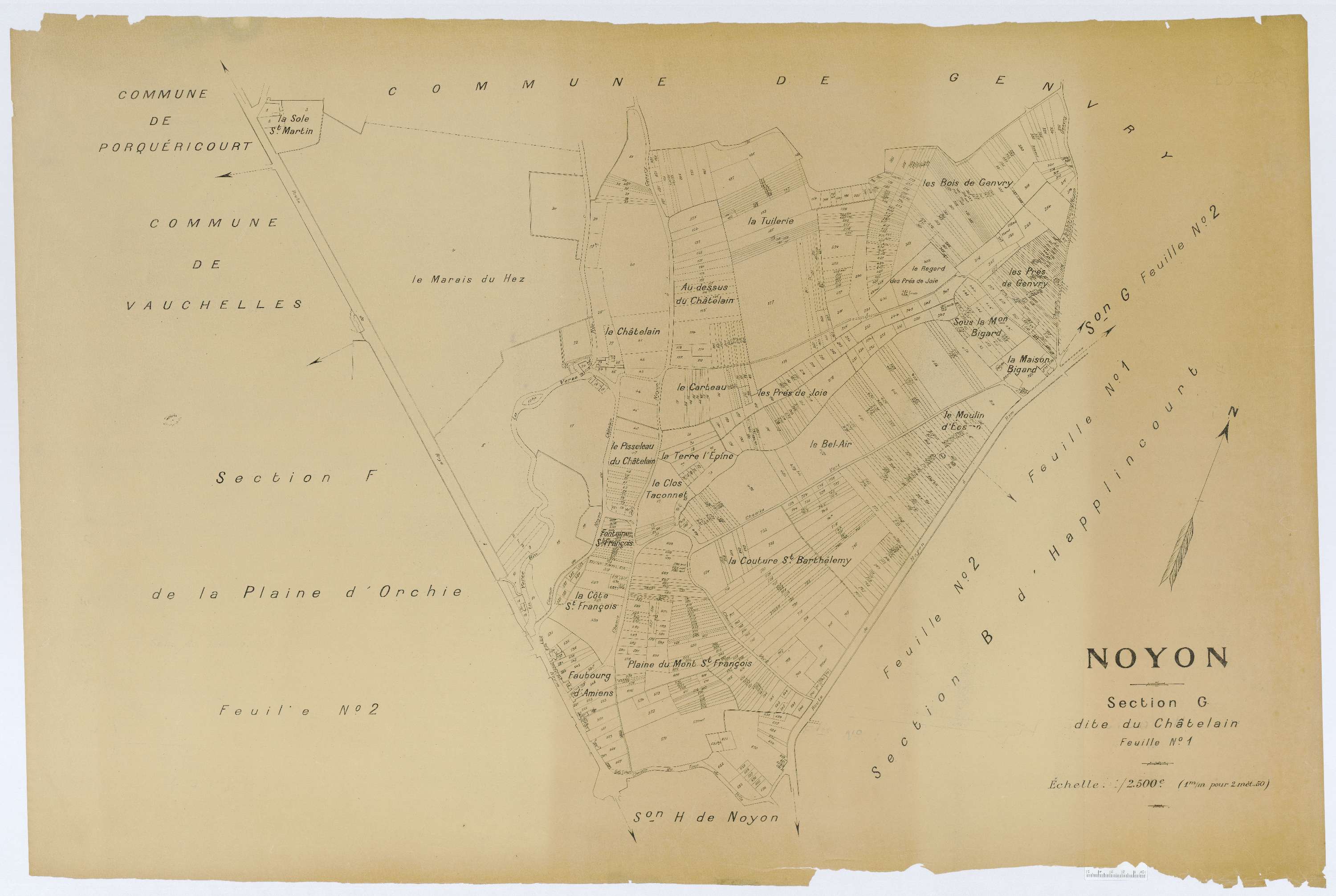 Noyon - Cadastre napoléonien (copie), section G1, copie calque