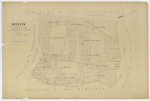 Noyon - Cadastre napoléonien (copie), section B1, copie calque