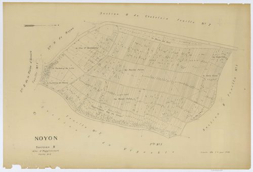 Noyon - Cadastre napoléonien (copie), section B2, copie calque