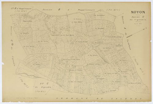Noyon - Cadastre napoléonien (copie), section C1, copie calque