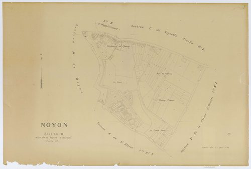 Noyon - Cadastre napoléonien (copie), section D1, copie calque
