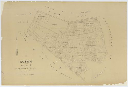 Noyon - Cadastre napoléonien (copie), section D2, copie calque