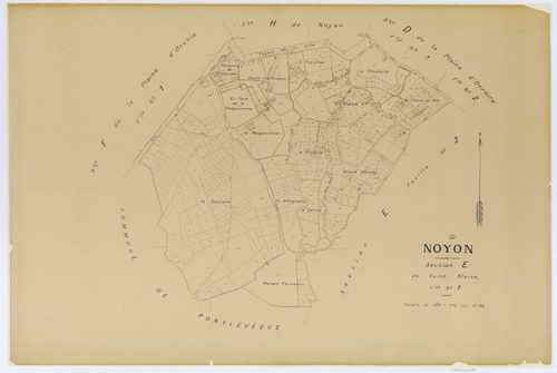 Noyon - Cadastre napoléonien (copie), section E1, copie calque
