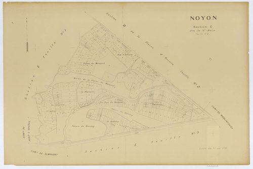 Noyon - Cadastre napoléonien (copie), section E2, copie calque
