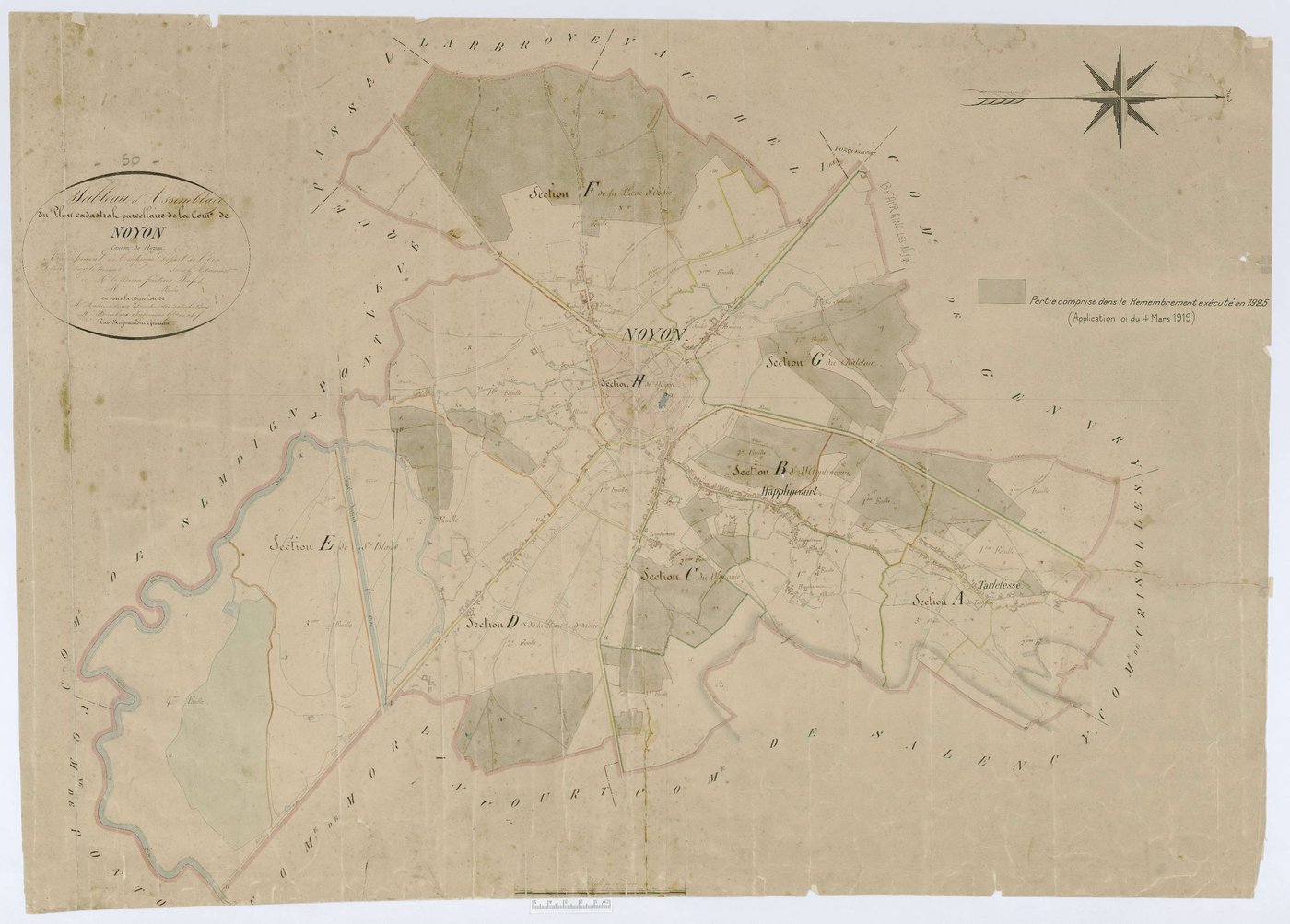 Noyon - Cadastre napoléonien, tableau d'assemblage