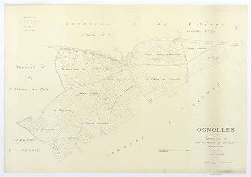 Ognolles - Cadastre napoléonien (copie), section A, feuille unique