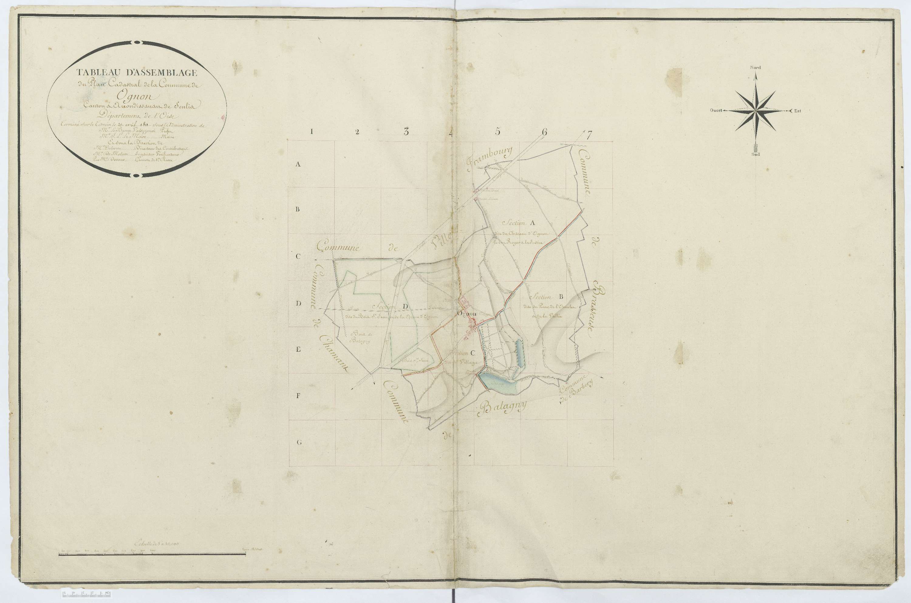Ognon - Cadastre napoléonien, tableau d'assemblage