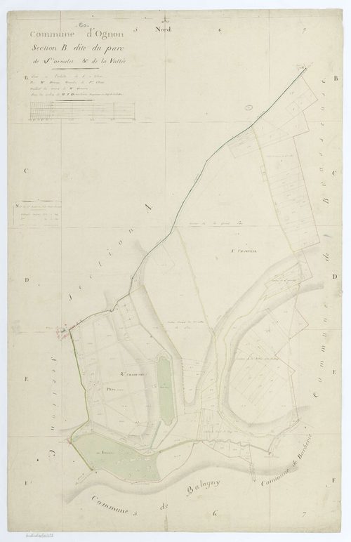 Ognon - Cadastre napoléonien, section B, feuille unique