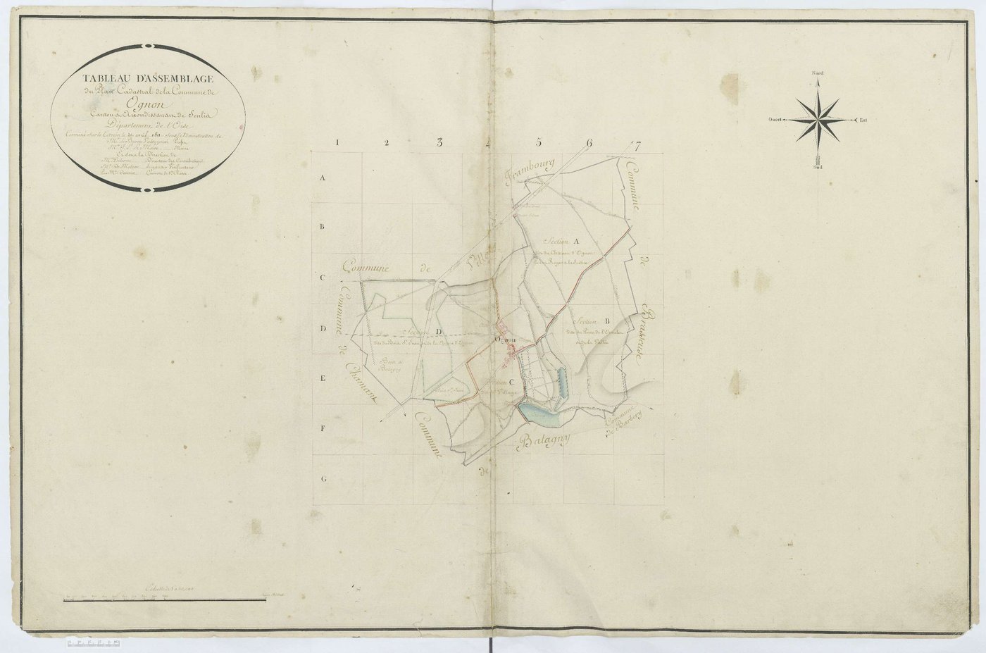 Ognon - Cadastre napoléonien, tableau d'assemblage