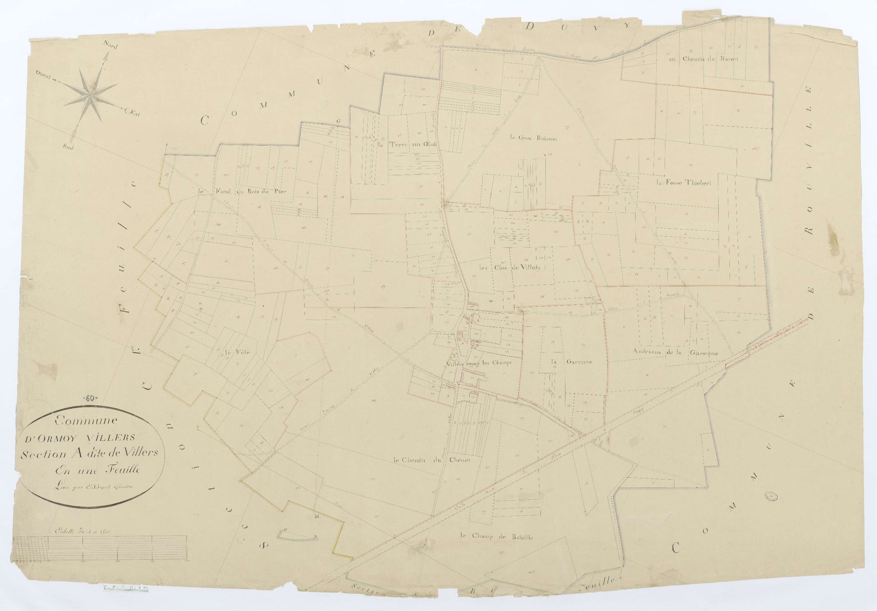 Ormoy-Villers - Cadastre napoléonien, section A, feuille unique