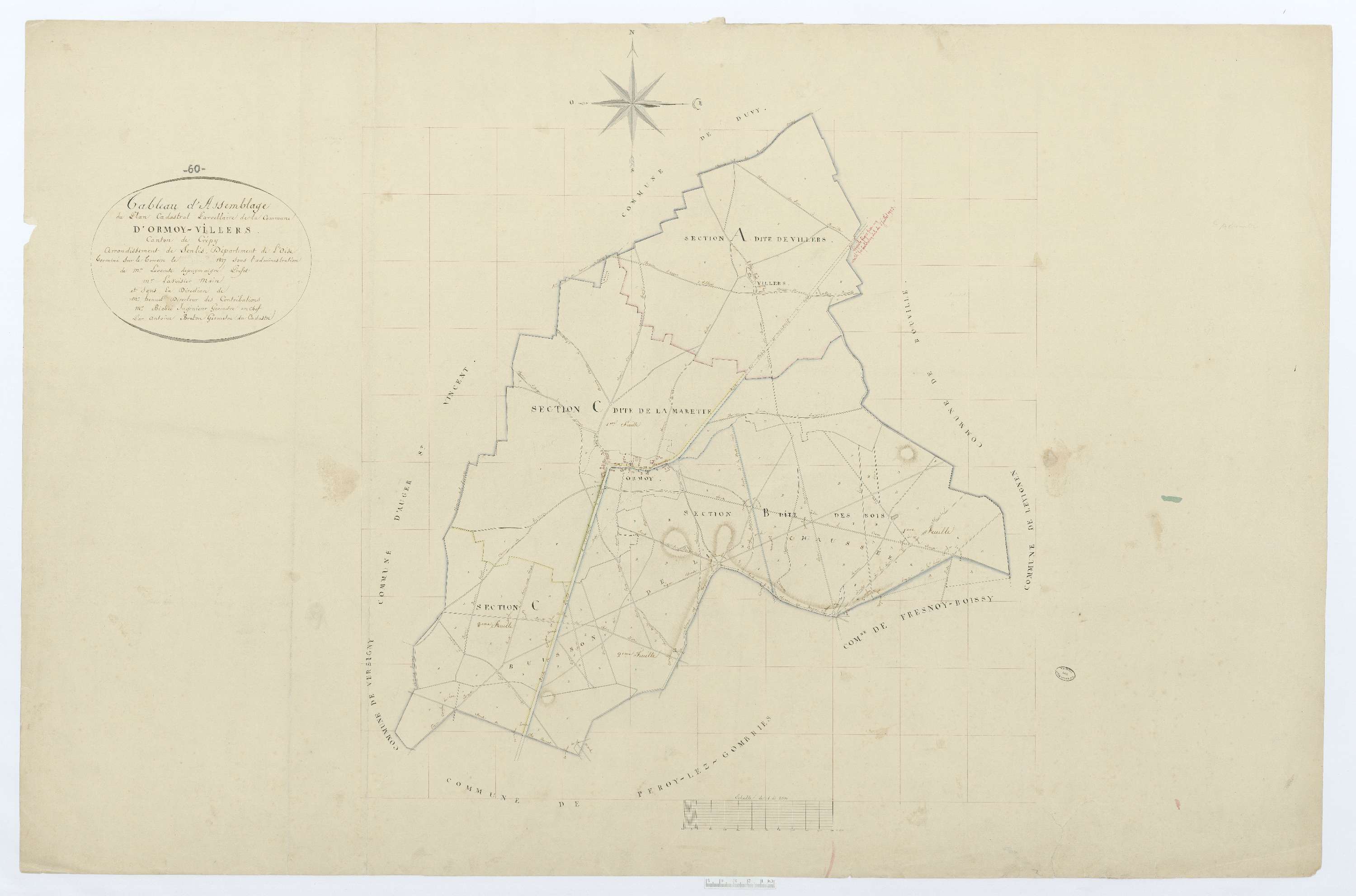 Ormoy-Villers - Cadastre napoléonien, tableau d'assemblage