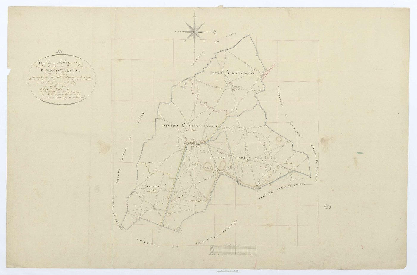 Ormoy-Villers - Cadastre napoléonien, tableau d'assemblage