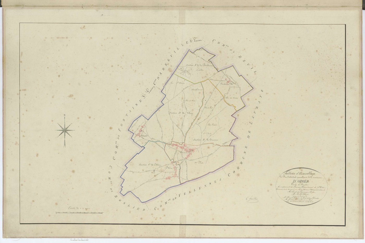 Oroër - Cadastre napoléonien, tableau d'assemblage