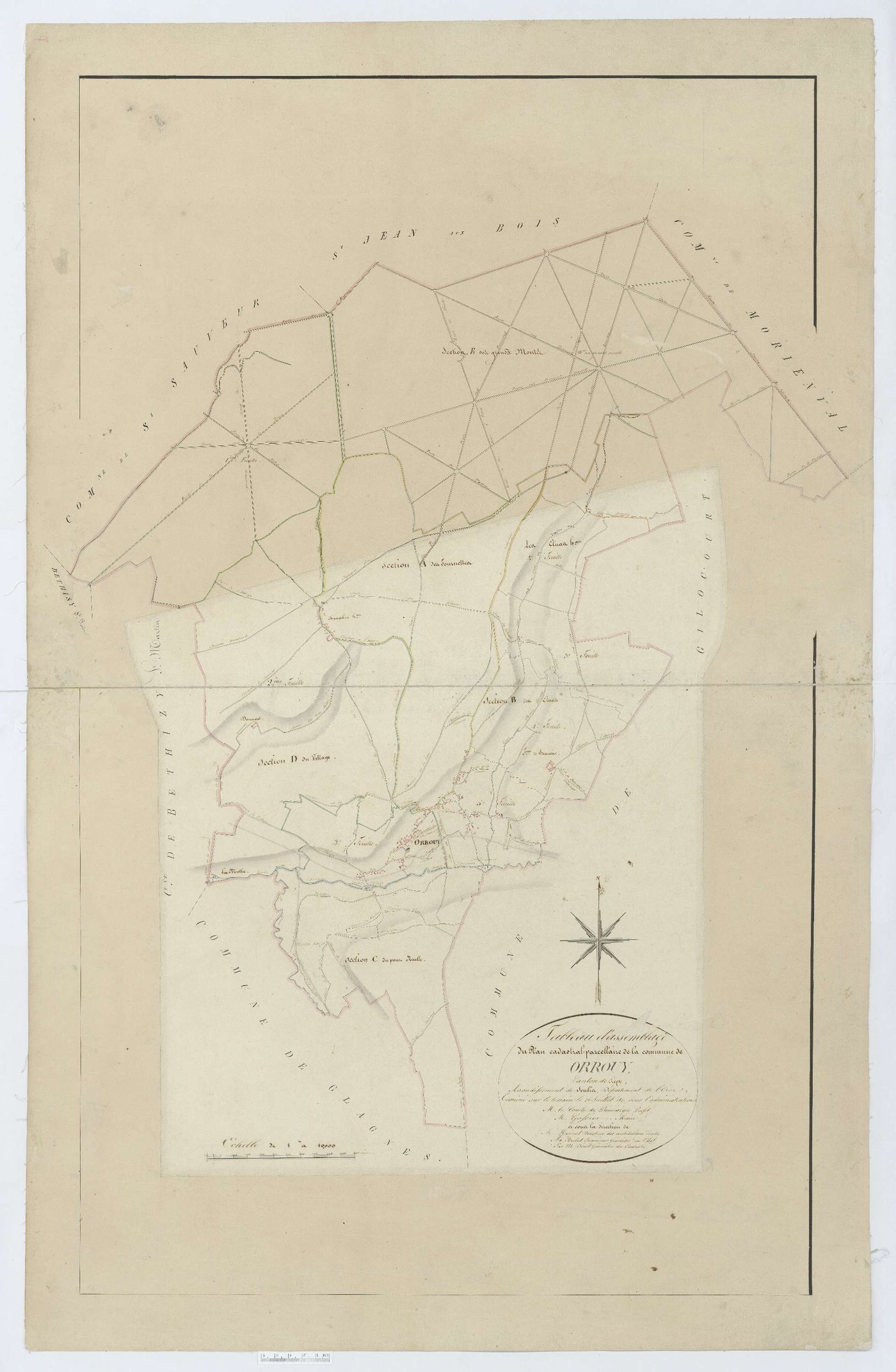 Orrouy - Cadastre napoléonien, tableau d'assemblage