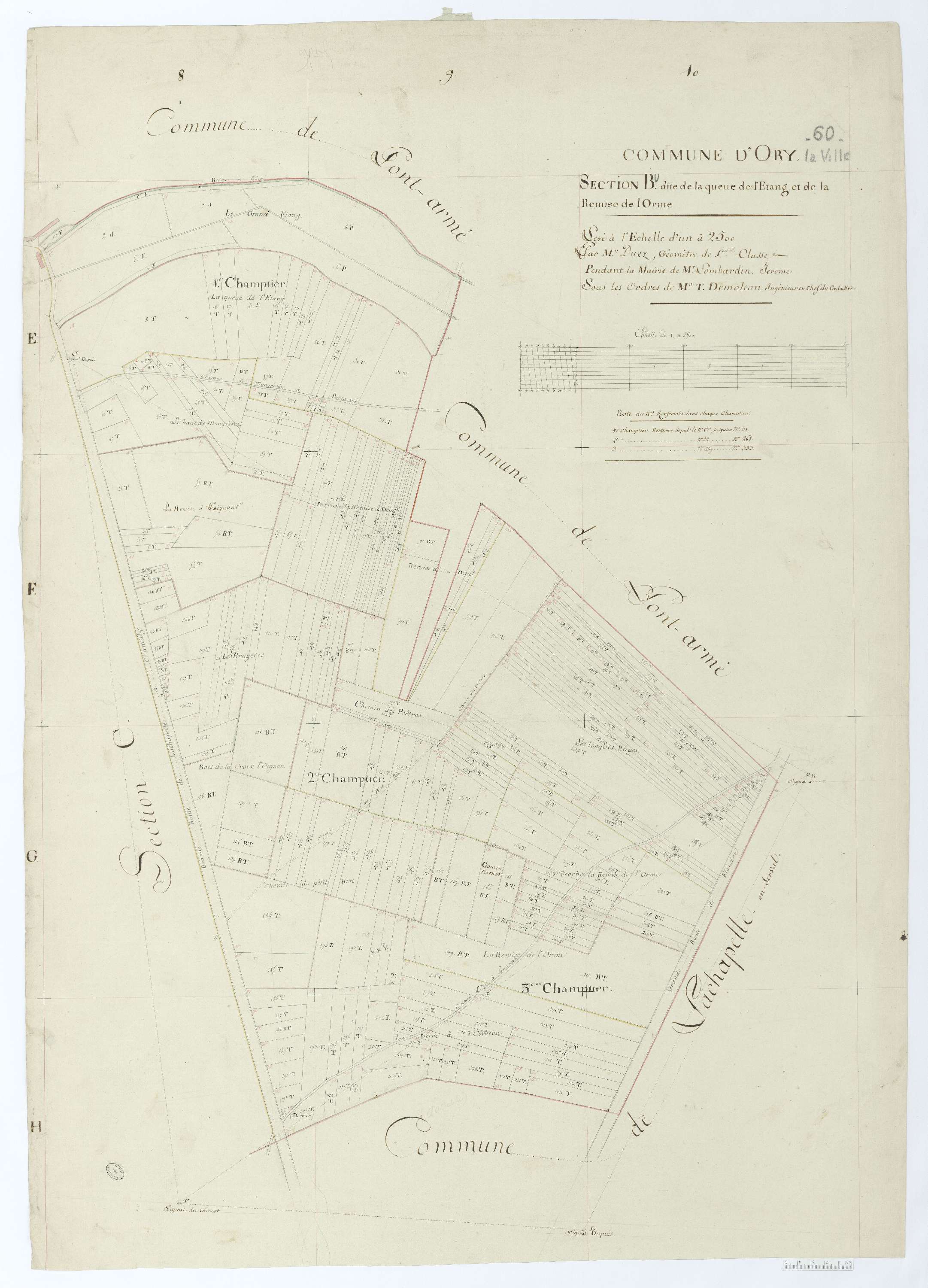 Orry-la-Ville - Cadastre napoléonien, section B, feuille unique