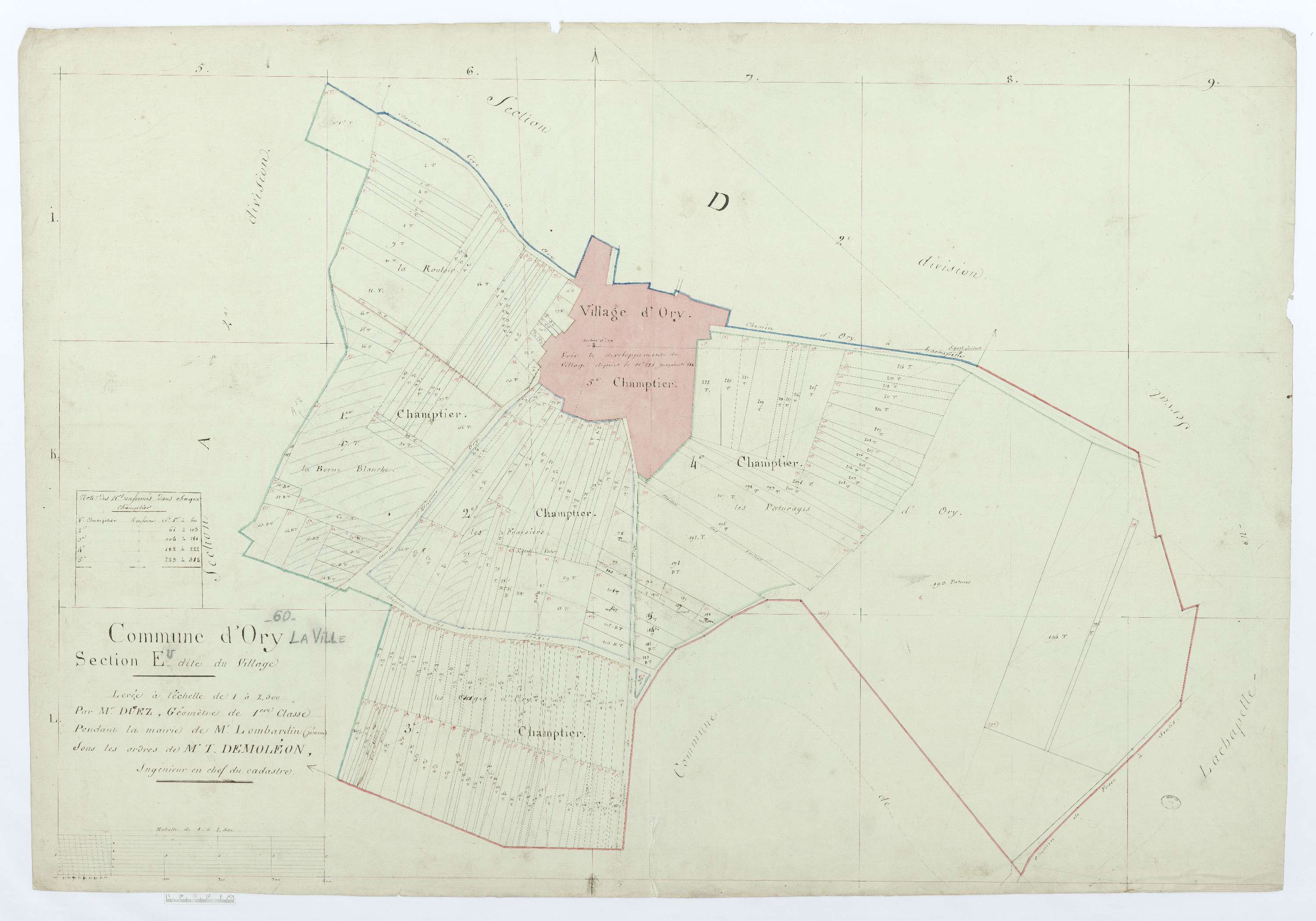 Orry-la-Ville - Cadastre napoléonien, section E, feuille unique