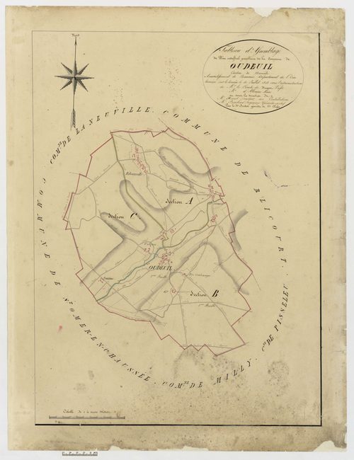 Oudeuil - Cadastre napoléonien, tableau d'assemblage