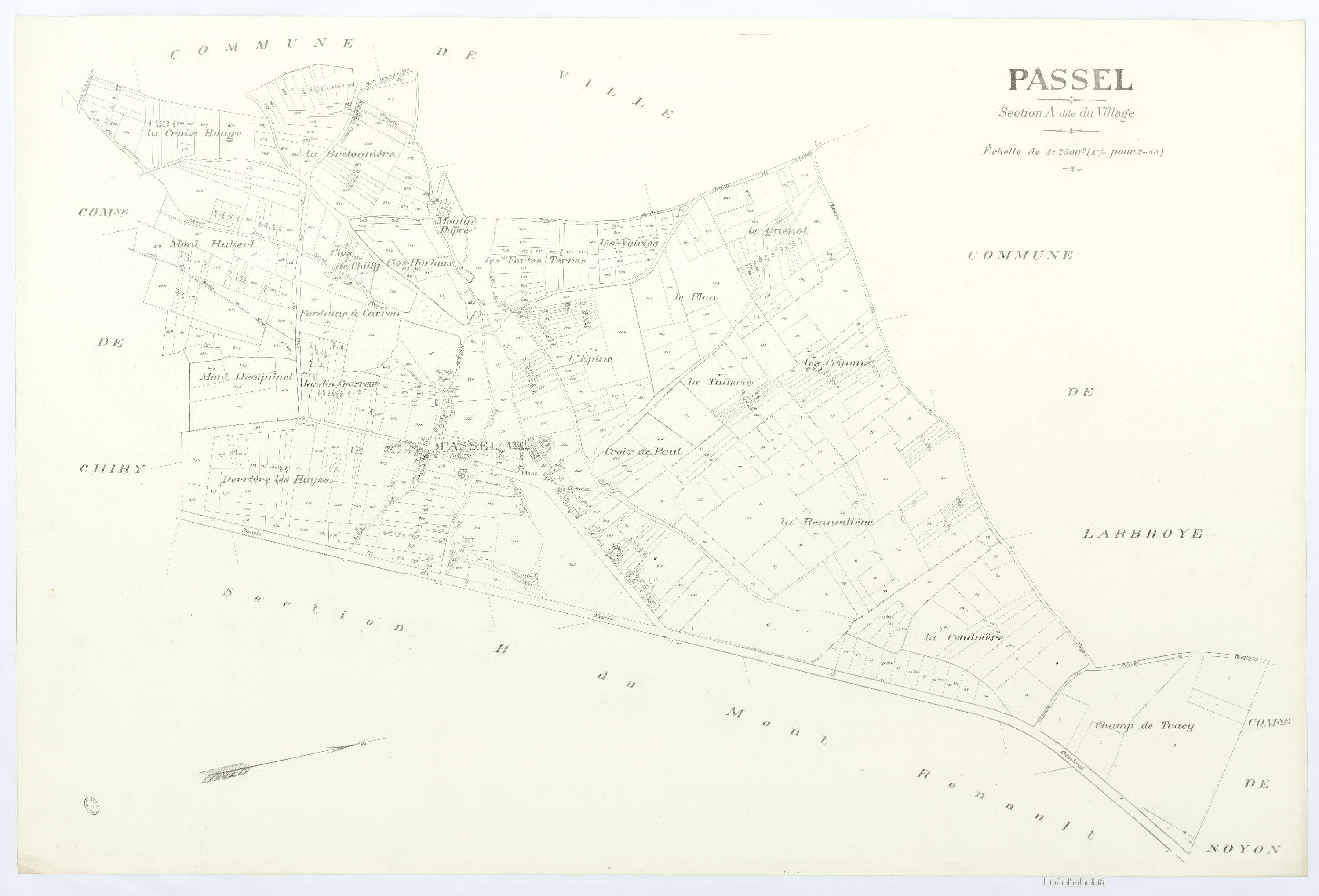 Passel - Cadastre napoléonien (copie), section A, feuille unique