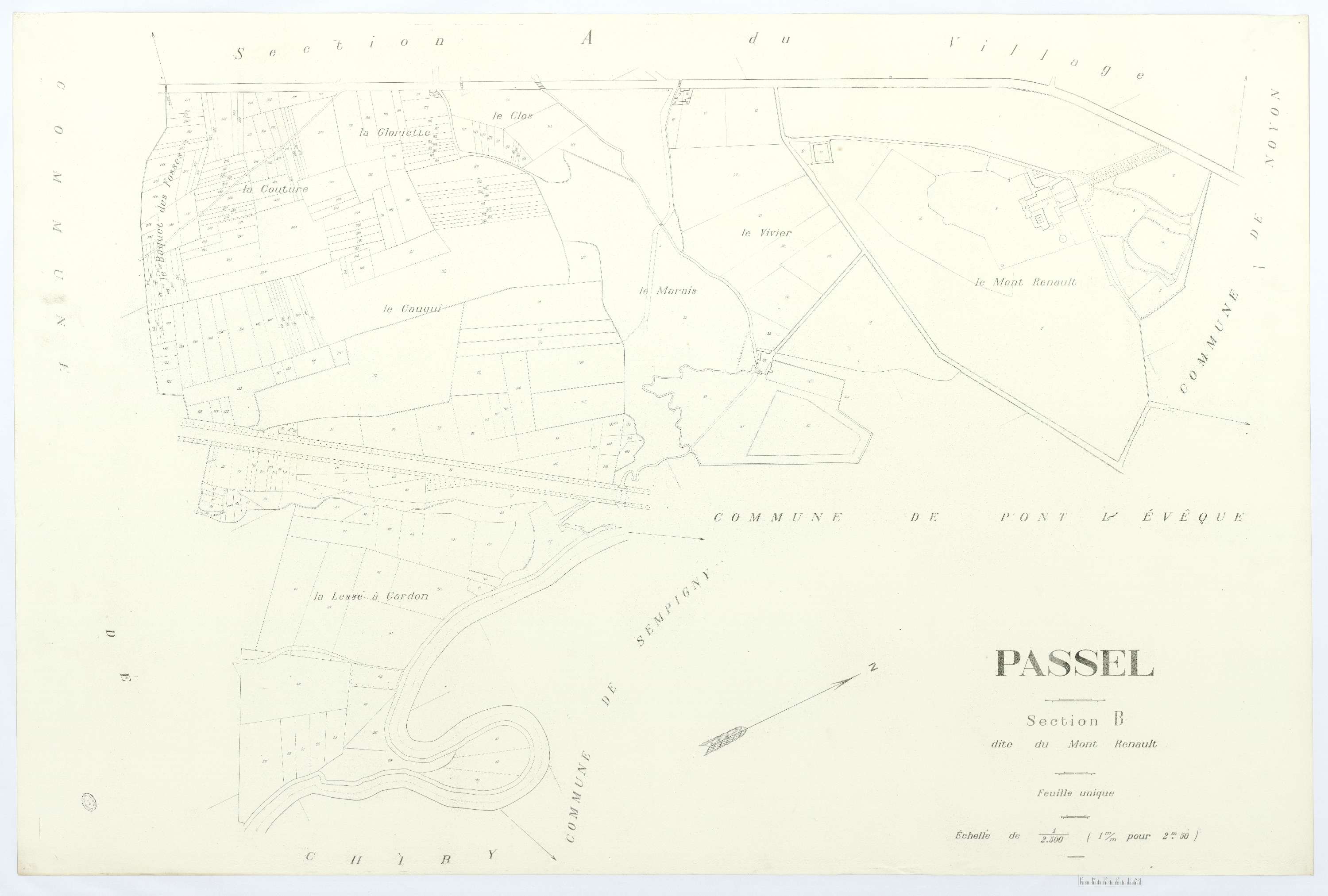 Passel - Cadastre napoléonien (copie), section B, feuille unique