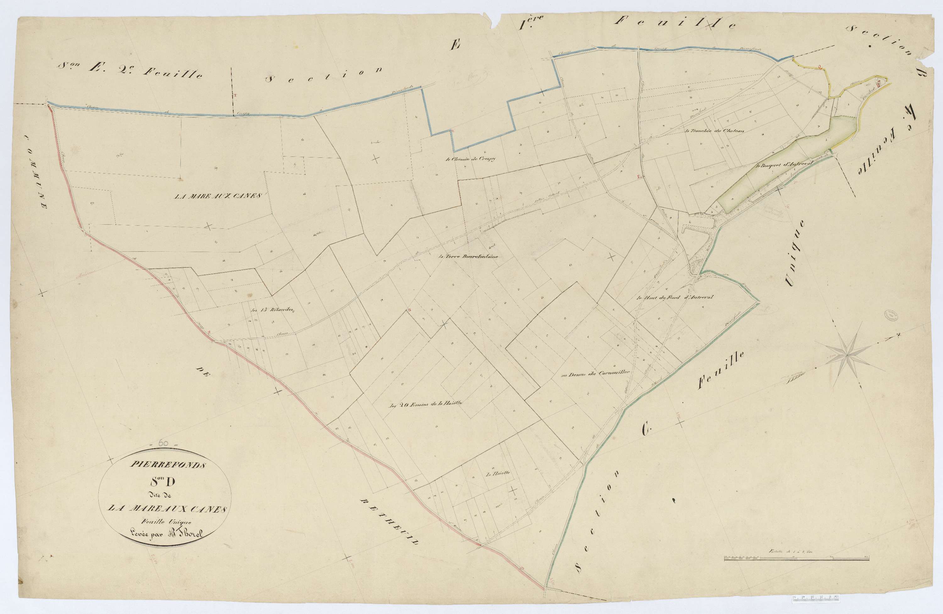 Pierrefonds - Cadastre napoléonien, section D, feuille unique