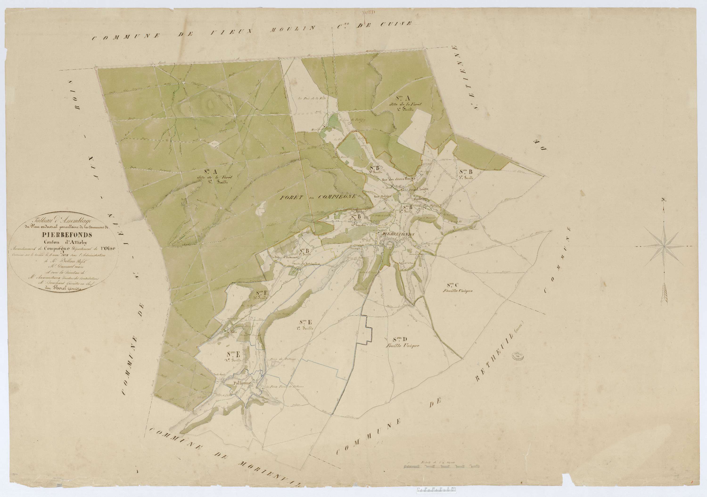 Pierrefonds - Cadastre napoléonien, tableau d'assemblage