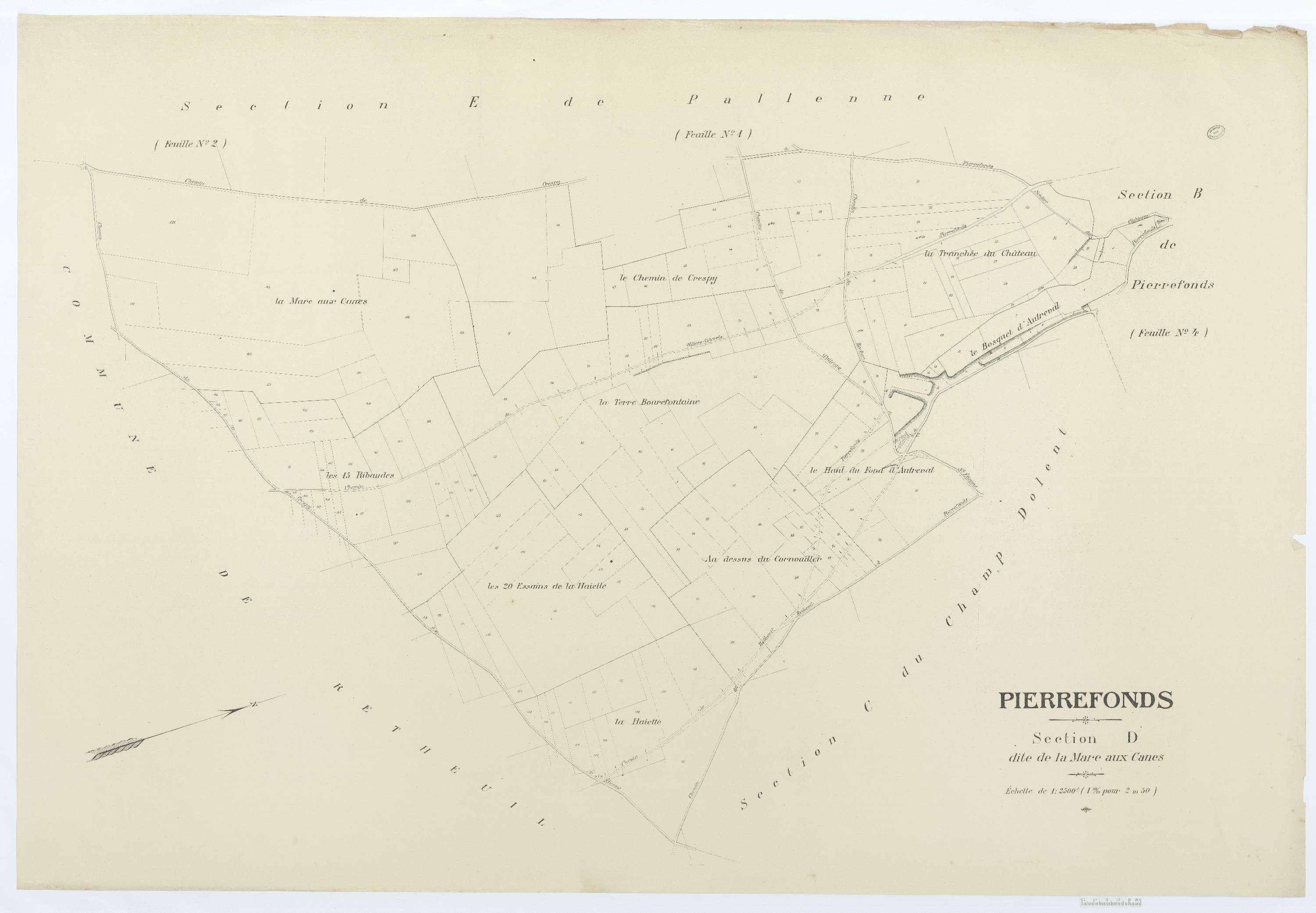 Pierrefonds - Cadastre napoléonien (copie), section D, feuille unique