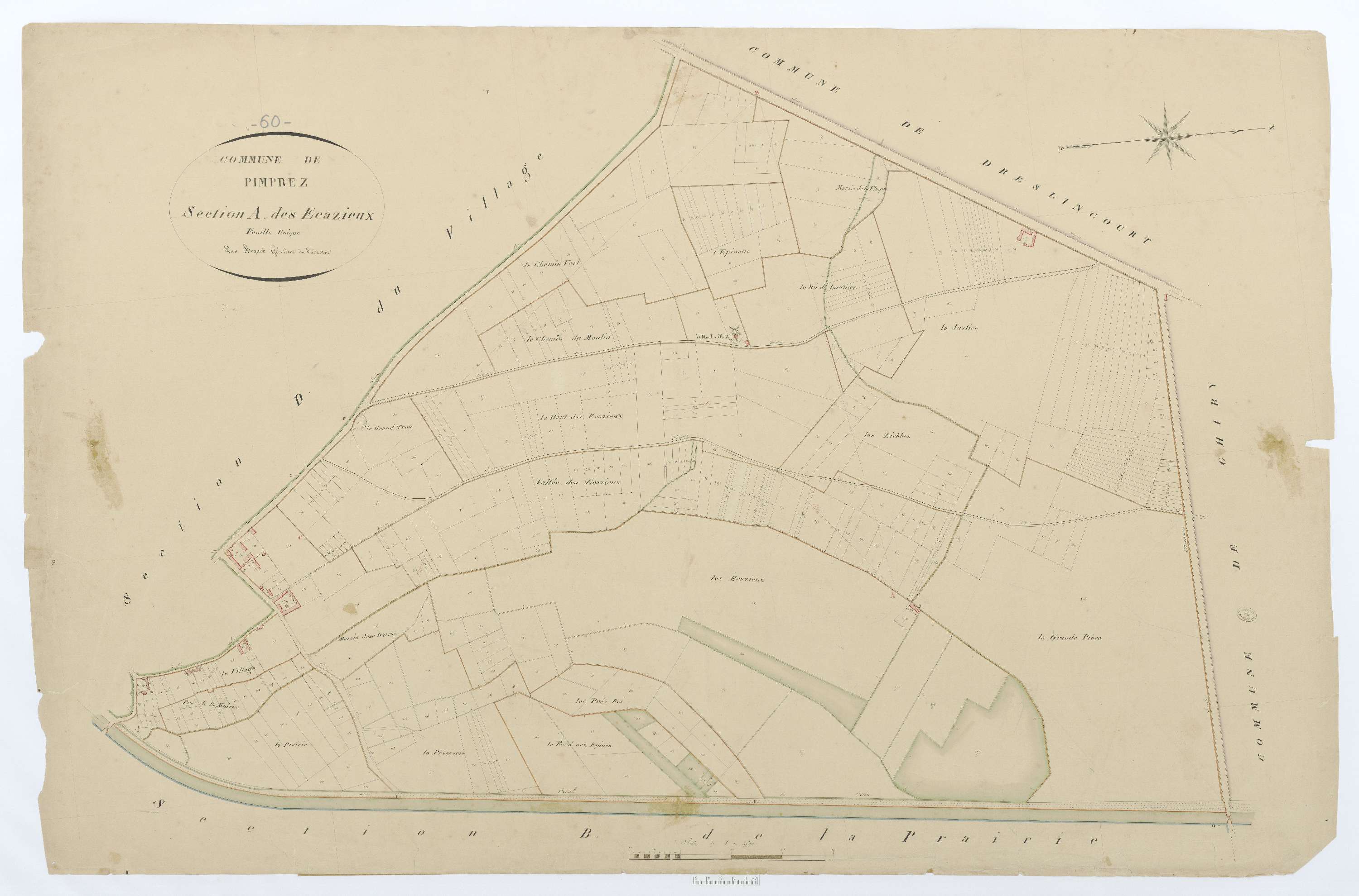 Pimprez - Cadastre napoléonien, section A, feuille unique