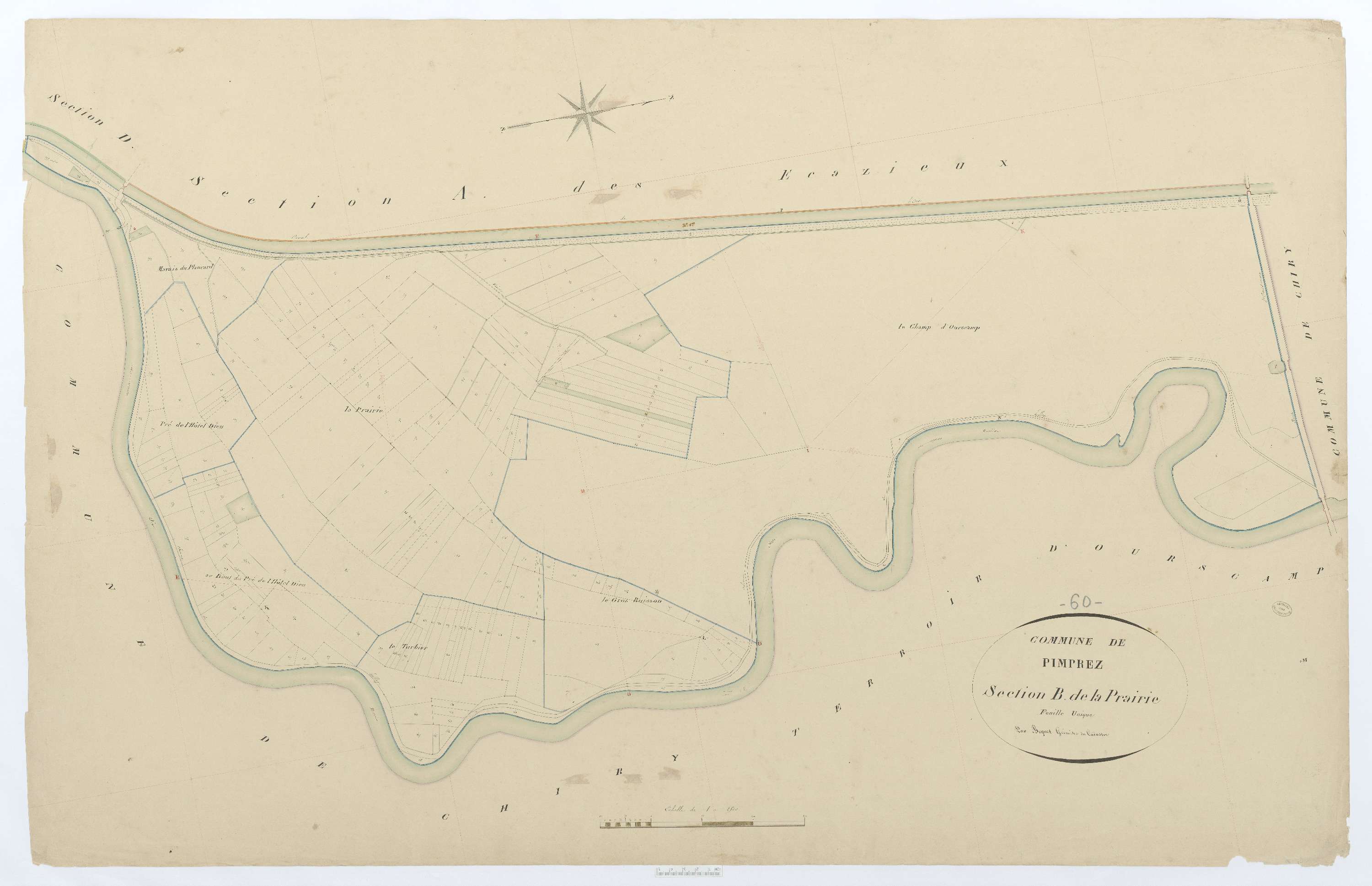 Pimprez - Cadastre napoléonien, section B, feuille unique