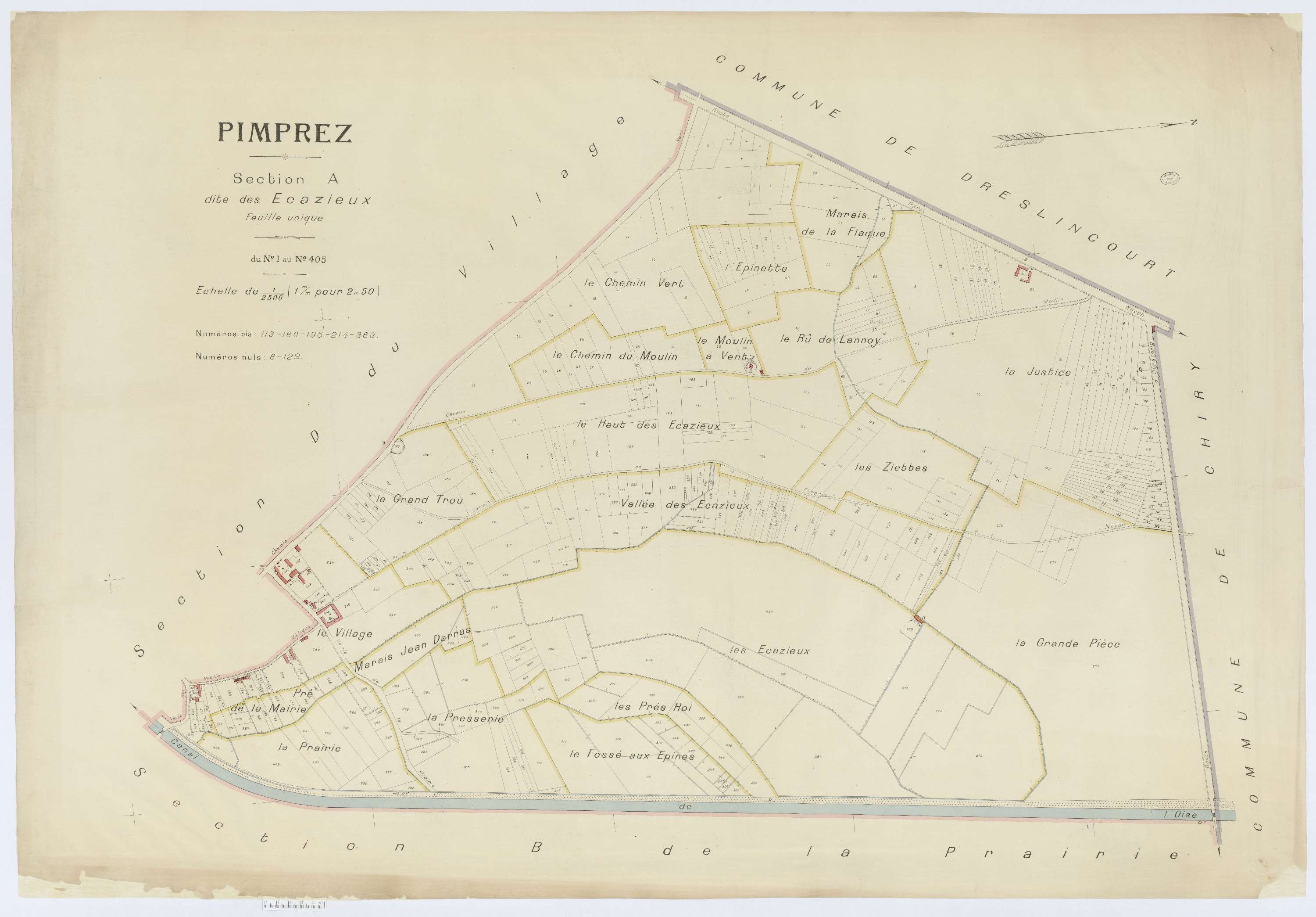 Pimprez - Cadastre napoléonien (copie), section A, feuille unique