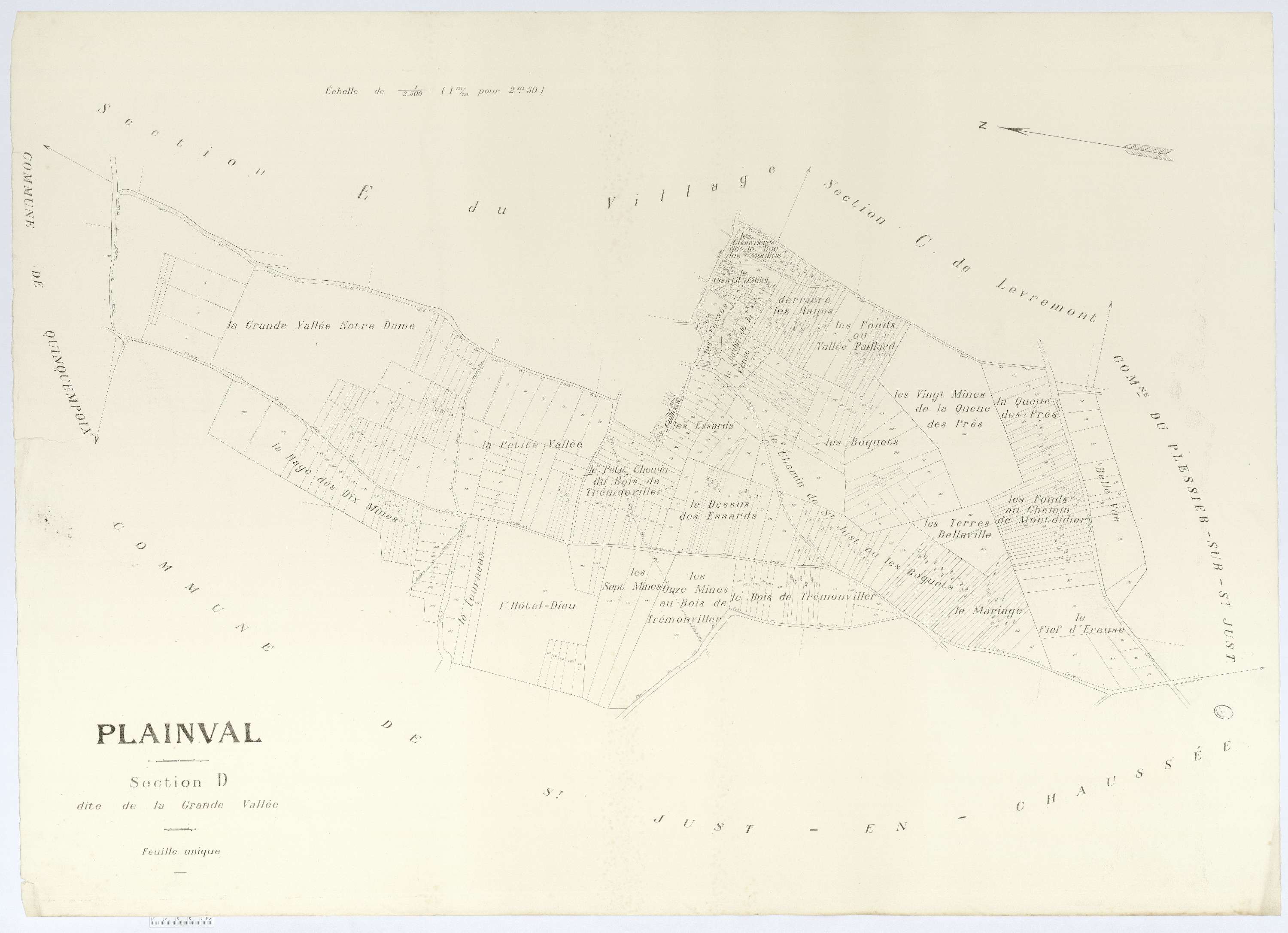 Plainval - Cadastre napoléonien (copie), section D, feuille unique