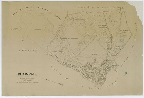Plainval - Cadastre napoléonien (copie), section E, feuille unique, copie calque