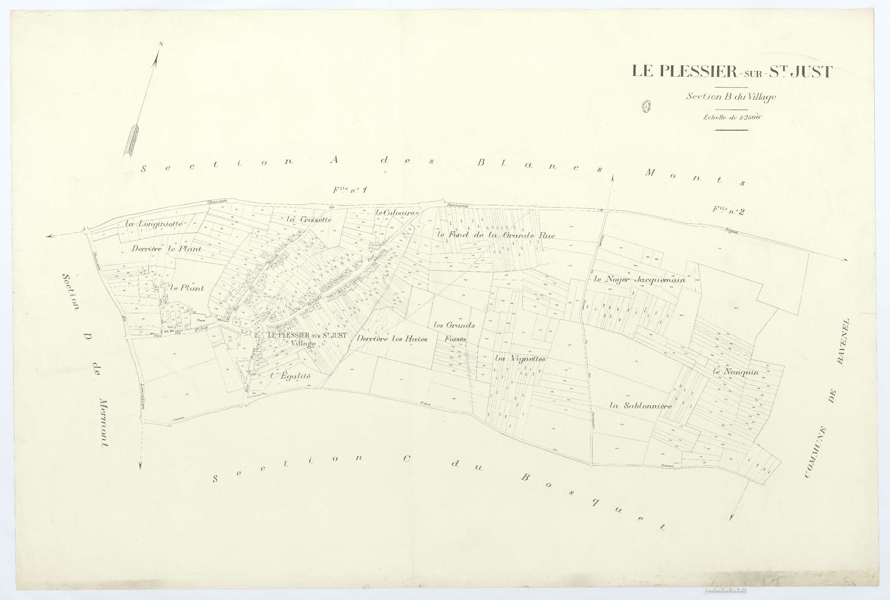 Le Plessier-sur-Saint-Just - Cadastre napoléonien (copie), section B, feuille unique