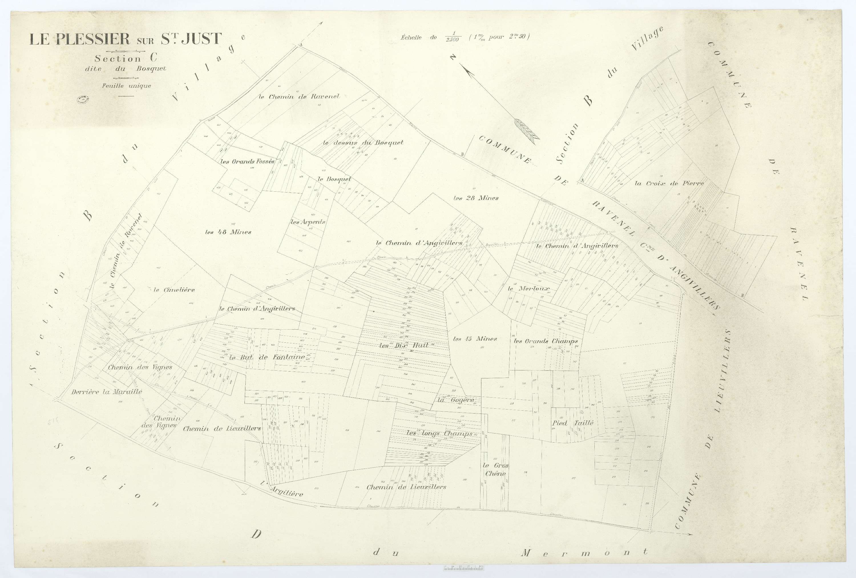 Le Plessier-sur-Saint-Just - Cadastre napoléonien (copie), section C, feuille unique