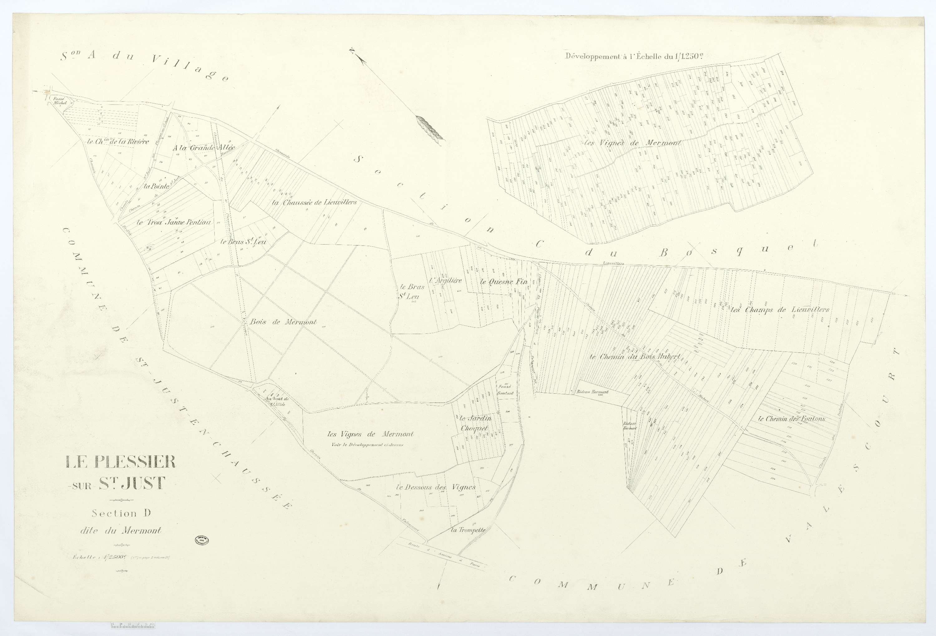 Le Plessier-sur-Saint-Just - Cadastre napoléonien (copie), section D, feuille unique