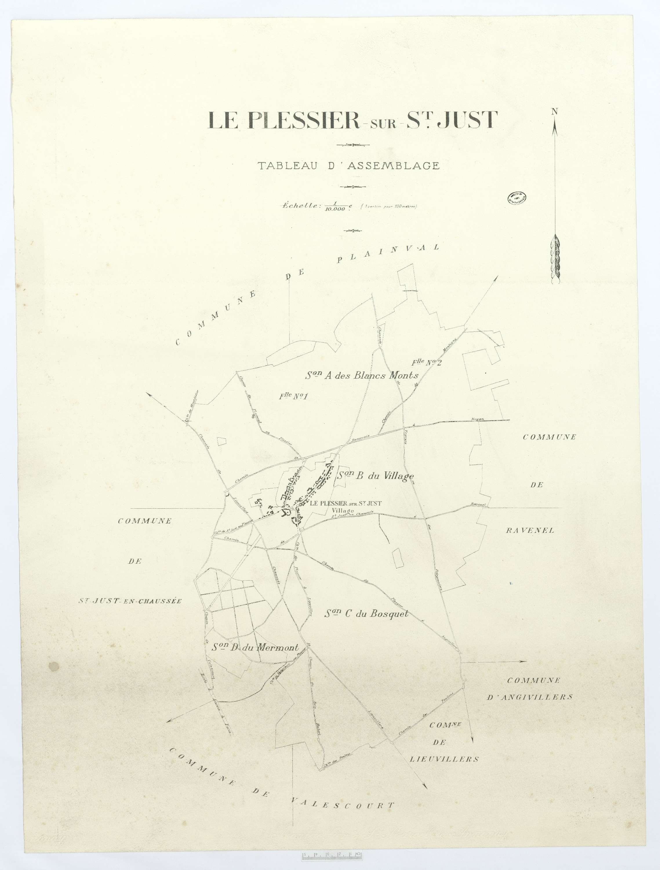 Le Plessier-sur-Saint-Just - Cadastre napoléonien (copie), tableau d'assemblage