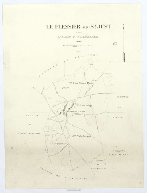 Le Plessier-sur-Saint-Just - Cadastre napoléonien (copie), tableau d'assemblage