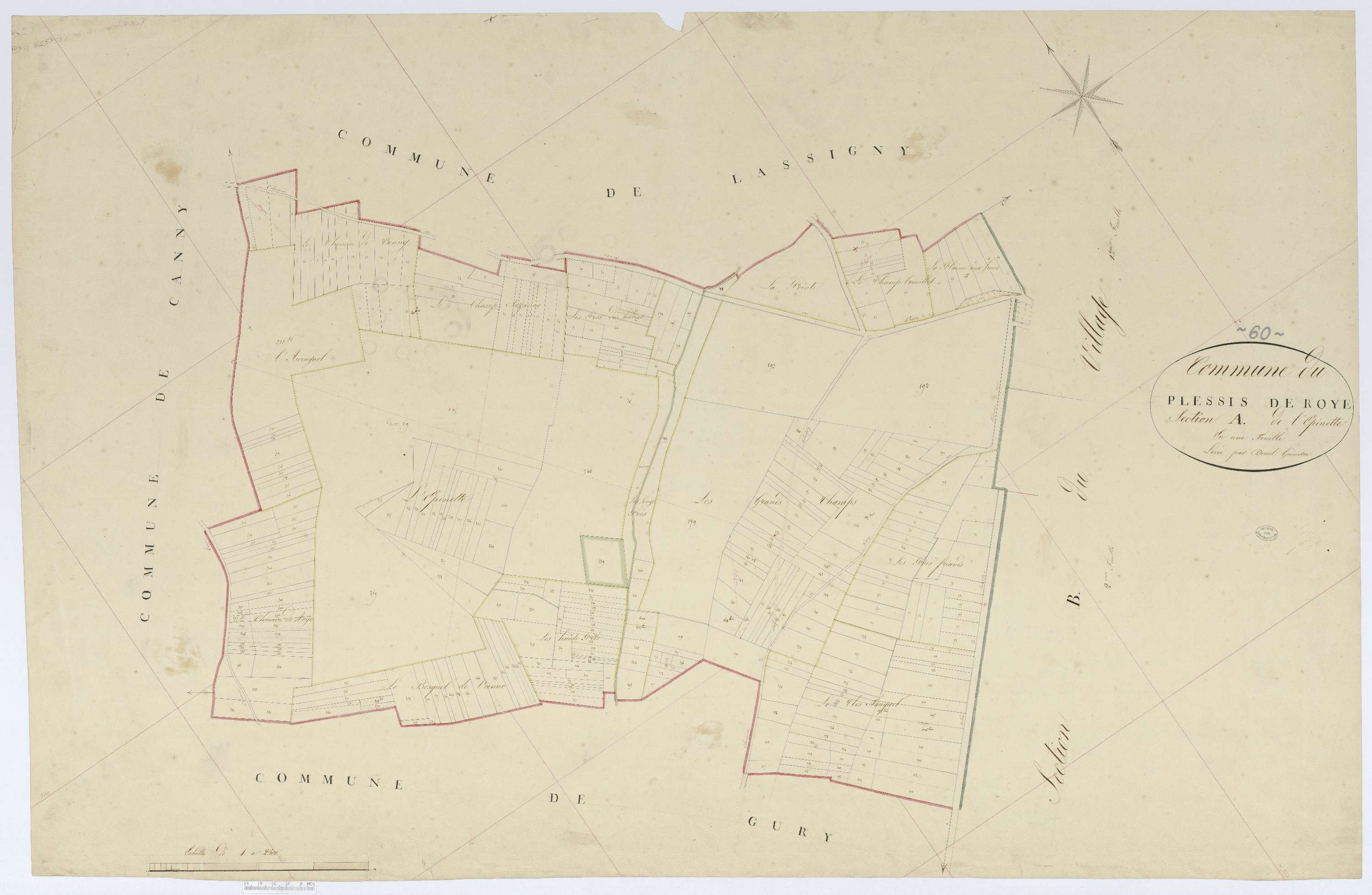 Plessis-de-Roye - Cadastre napoléonien, section A, feuille unique
