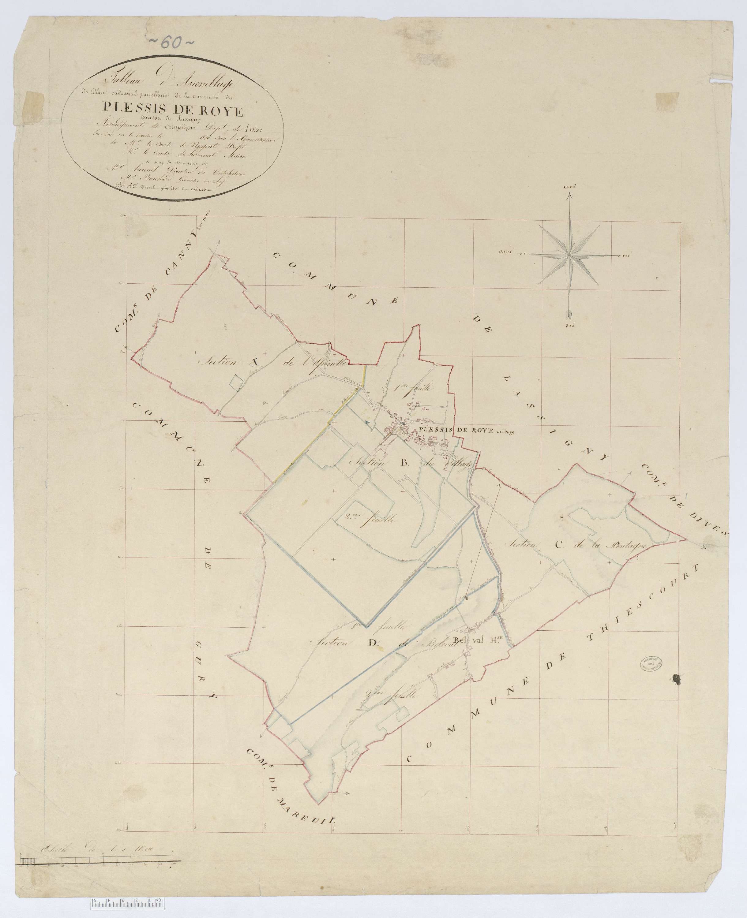 Plessis-de-Roye - Cadastre napoléonien, tableau d'assemblage