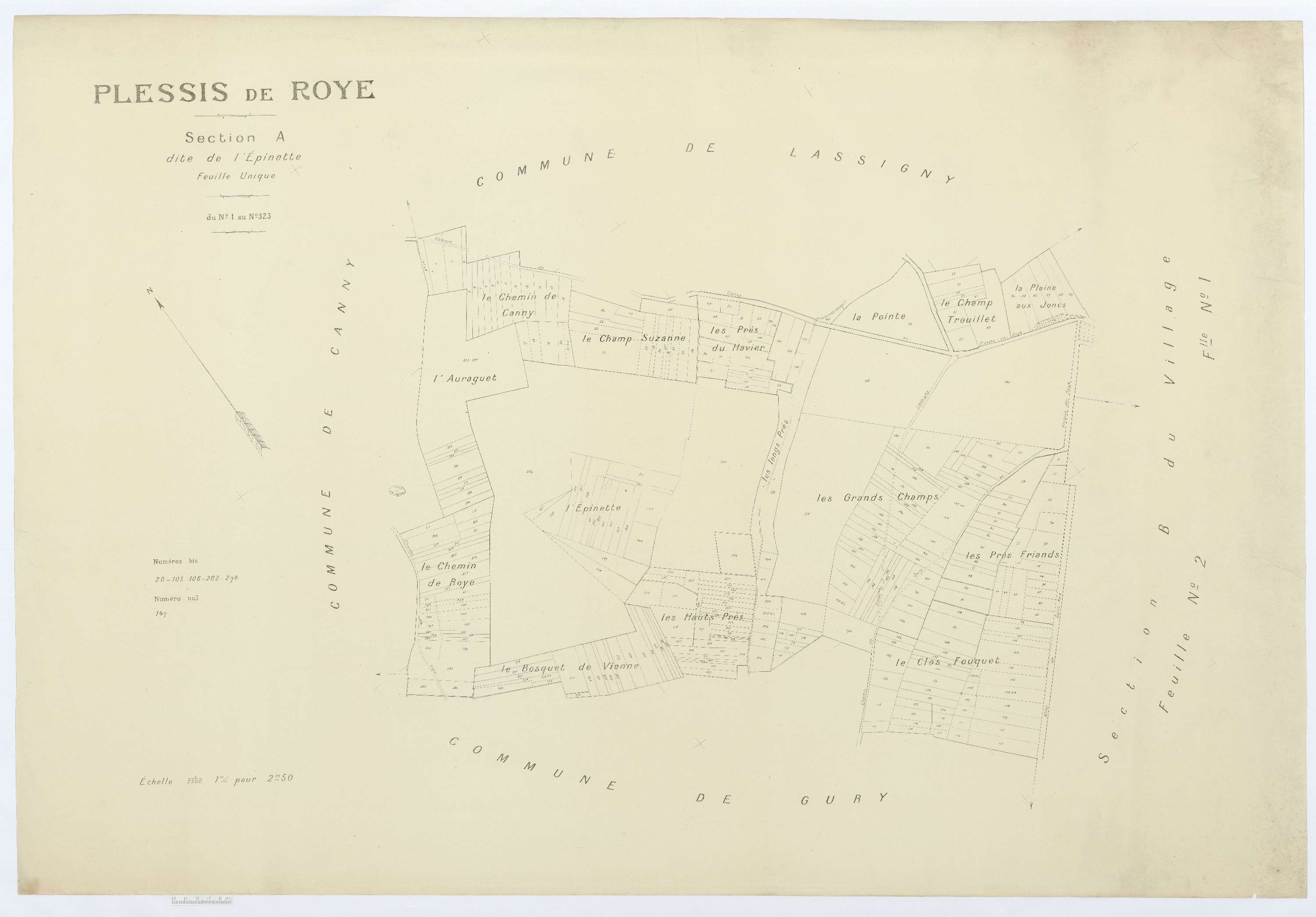 Plessis-de-Roye - Cadastre napoléonien (copie), section A, feuille unique