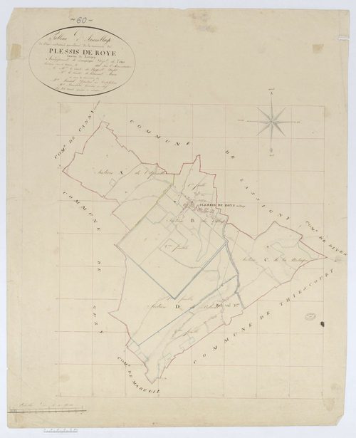 Plessis-de-Roye - Cadastre napoléonien, tableau d'assemblage