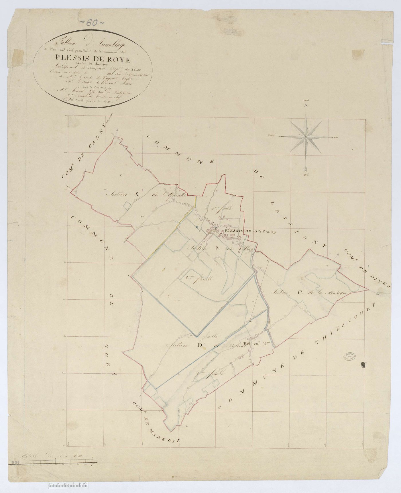 Plessis-de-Roye - Cadastre napoléonien, tableau d'assemblage