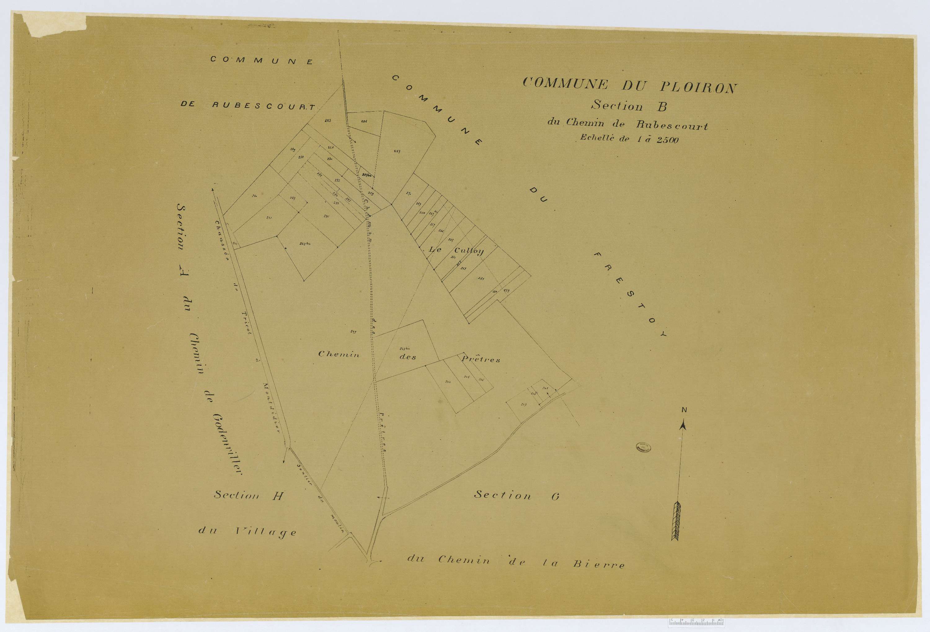Le Ployron - Cadastre napoléonien (copie), section B, feuille unique, copie calque