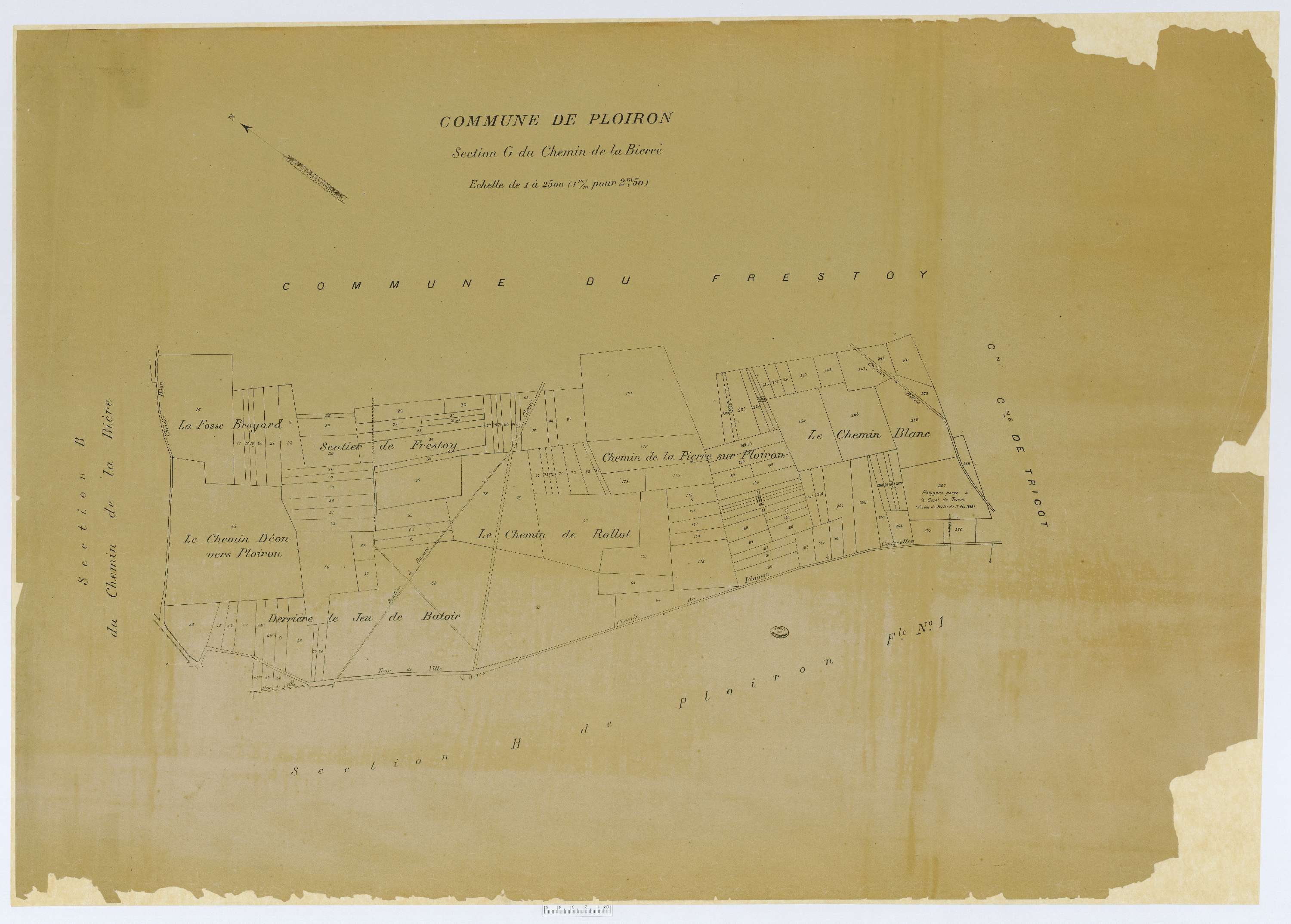 Le Ployron - Cadastre napoléonien (copie), section G, feuille unique, copie calque