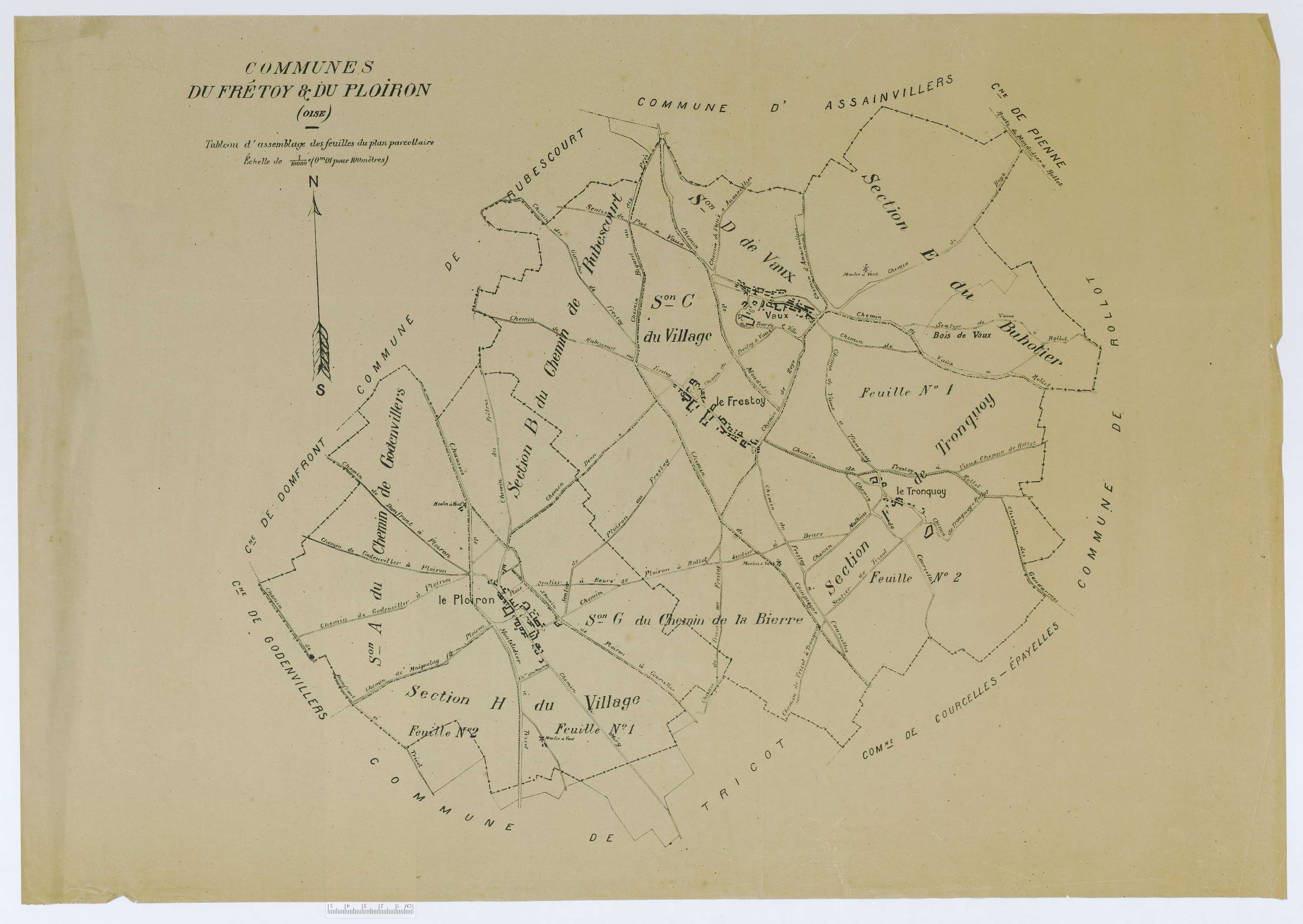 Le Ployron - Cadastre napoléonien (copie), tableau d'assemblage, copie calque