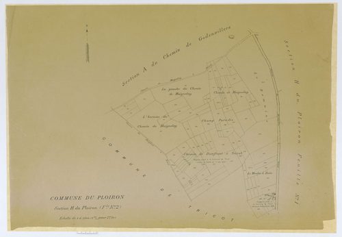 Le Ployron - Cadastre napoléonien (copie), section H, feuille unique, copie calque
