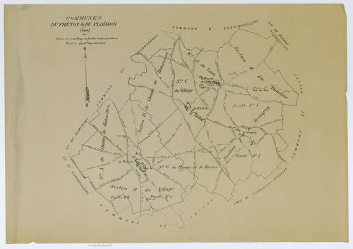 Le Ployron - Cadastre napoléonien (copie), tableau d'assemblage, copie calque