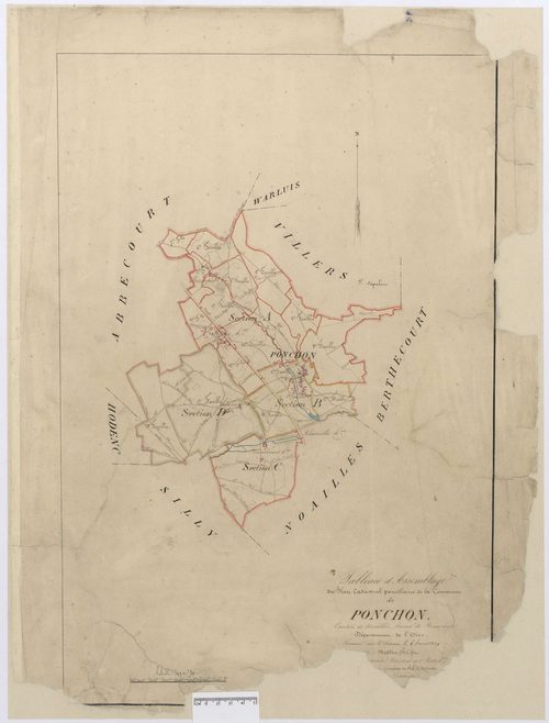 Ponchon - Cadastre napoléonien, tableau d'assemblage