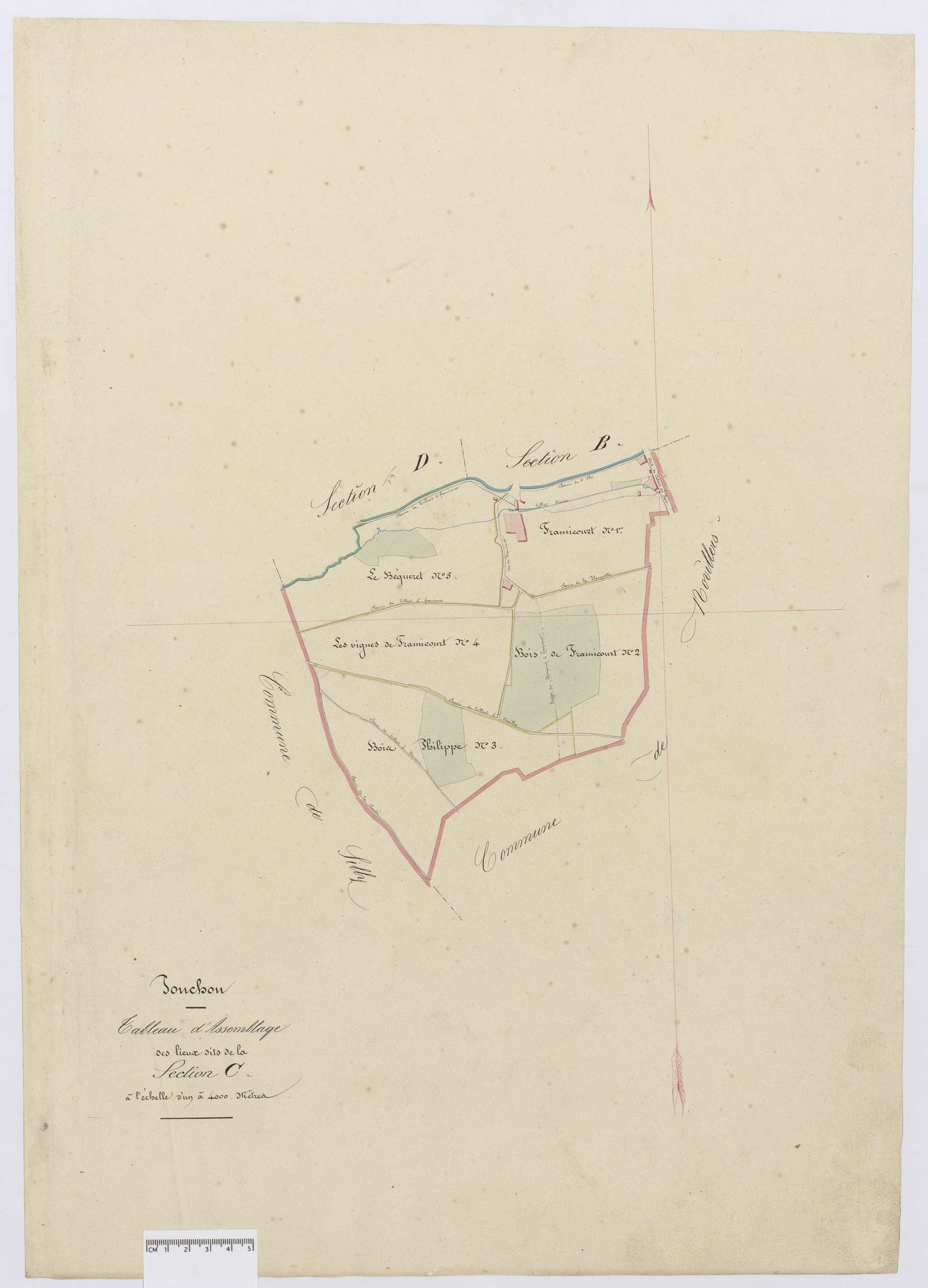 Ponchon - Cadastre napoléonien, tableau d'assemblage de la section C